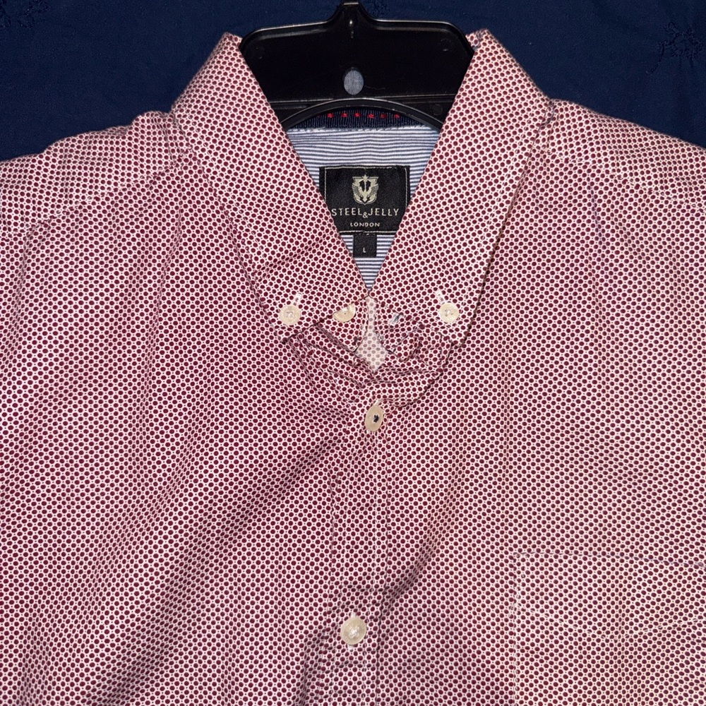 Large Casual Red Button Down Shirt for Men